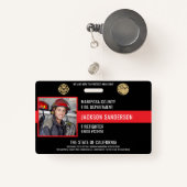 Firefighter Fire Department Employee Photo ID バッジ (正面リトラクタブル付き)