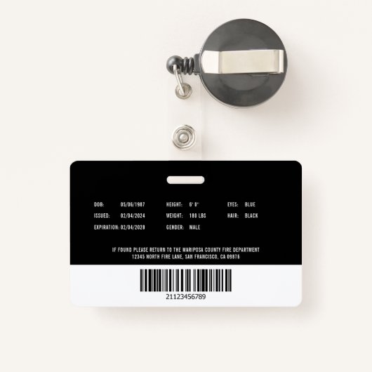 Firefighter Fire Department Employee Photo ID バッジ (裏面リトラクタブル付き)