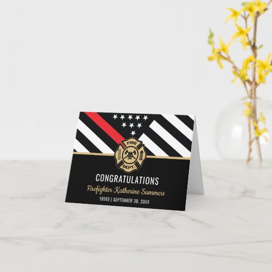 Firefighter Fire Department Fireman Graduation カード (黄色い花)