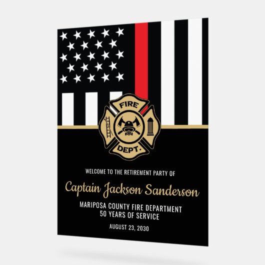 Firefighter Fire Department Retirement Party アクリルサイン (傾斜)