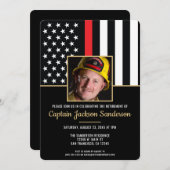 Firefighter Fire Department Retirement Photo 招待状 (正面/裏面)