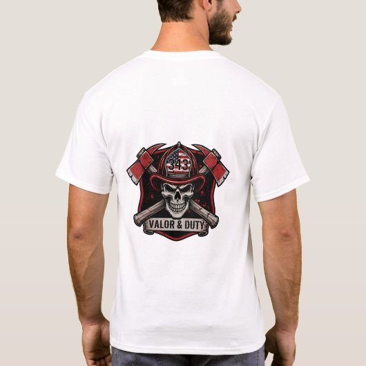 Firefighter/Fire Department Skull Axes T-Shirt Tシャツ (裏面)