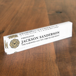 Firefighter Fire Department Thin Red Line Logo デスクネームプレート