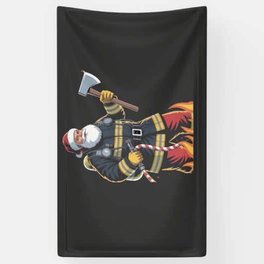 Firefighter Fire Truck Christmas Tree Santa Xmas   横断幕 (縦)