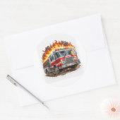 Firefighter Fire Truck Rescue Hero Classic Sticker ラウンドシール (封筒)