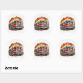 Firefighter Fire Truck Rescue Hero Classic Sticker ラウンドシール (シート)