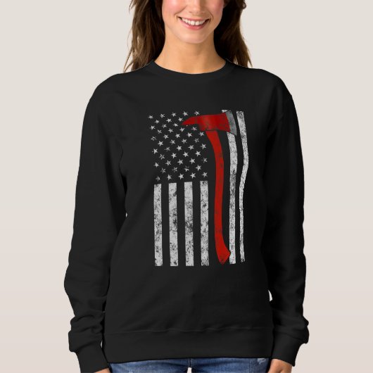 Firefighter Fireman Firefighting Patriotic America スウェットシャツ (正面)