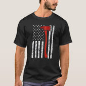 Firefighter Fireman Firefighting Patriotic America Tシャツ (正面)