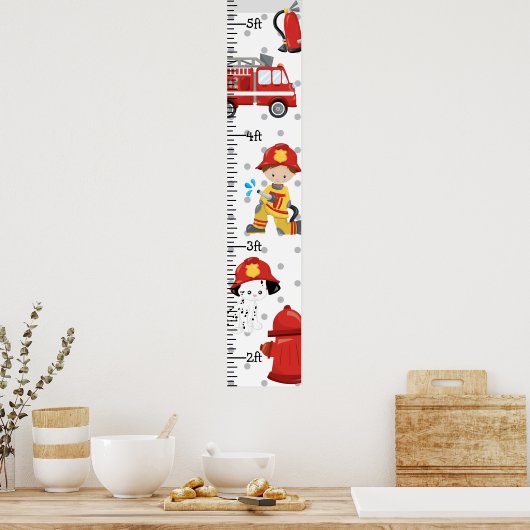 Firefighter Fireman Growth Chart Personalized ポスター (キッチン)