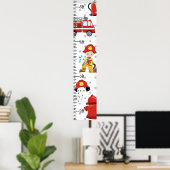 Firefighter Fireman Growth Chart Personalized ポスター (ホームオフィス)
