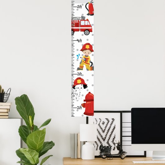 Firefighter Fireman Growth Chart Personalized ポスター (ホームオフィス)