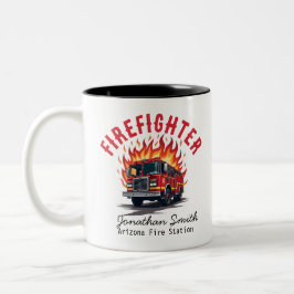 Firefighter Firetruck on Fire Rescue ツートーンマグカップ