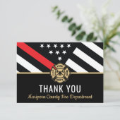 Firefighter Flag First Responder Fire Department サンキューカード (スタンド正面)
