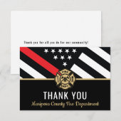 Firefighter Flag First Responder Fire Department サンキューカード (正面/裏面)
