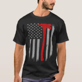 Firefighter Flag  Thin Red Line Firefighter Axe Tシャツ (正面)
