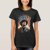 Firefighter Fourth Of July Fireman Flag Grunt Patr Tシャツ (正面)