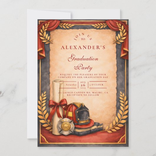 Firefighter Graduation Party 招待状 (正面)