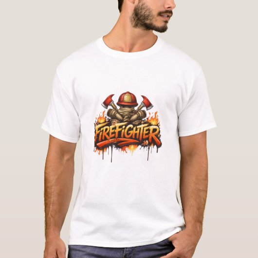 Firefighter Graffiti Street Art T-Shirt Tシャツ (正面)
