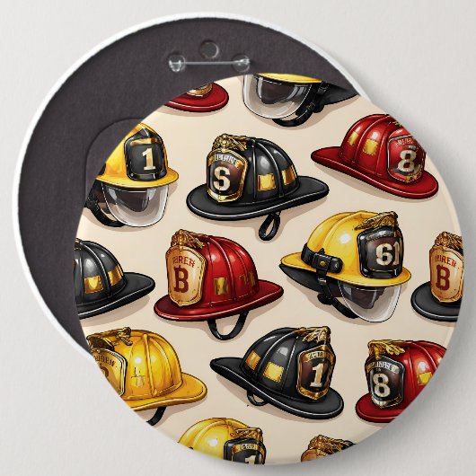 Firefighter helmet pattern fire station department 缶バッジ (正面&裏面)