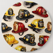 Firefighter helmet pattern fire station department 缶バッジ (正面)
