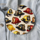 Firefighter helmet pattern fire station department 缶バッジ (インサイチュ)