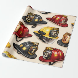 Firefighter helmet pattern fire station wrap ラッピングペーパー
