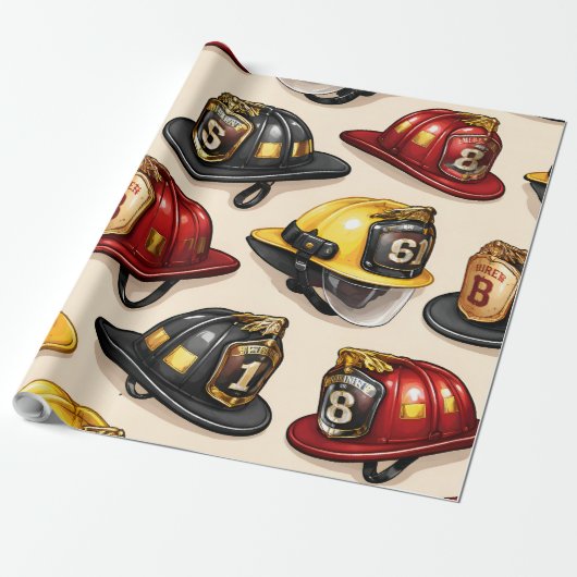 Firefighter helmet pattern fire station wrap ラッピングペーパー (アンロールド)