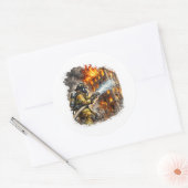 Firefighter Hero Fighting Fire Rescue Sticker ラウンドシール (封筒)