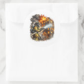 Firefighter Hero Fighting Fire Rescue Sticker ラウンドシール (バッグ)
