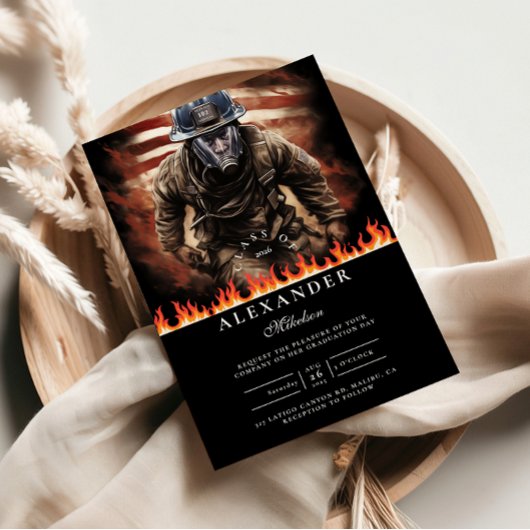 Firefighter Hero Graduation 招待状