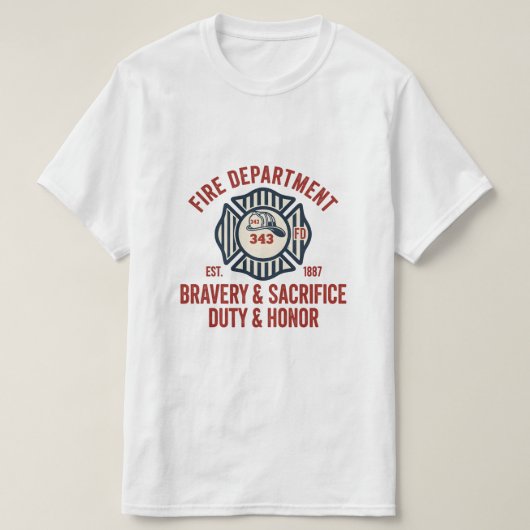 Firefighter Hero Pride T-Shirt with Maltese Cross Tシャツ (デザイン正面)