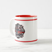Firefighter Maltese Cross,Thin Red Line,Firetruck ツートーンマグカップ (正面左)
