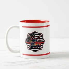 Firefighter Maltese Cross,Thin Red Line,Firetruck ツートーンマグカップ