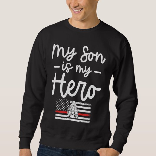 Firefighter Mom  My Son is my Hero Thin Red Line F スウェットシャツ (正面)