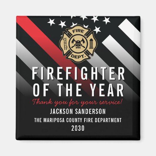 Firefighter of the Year Badge Logo Employee マグネット (正面)