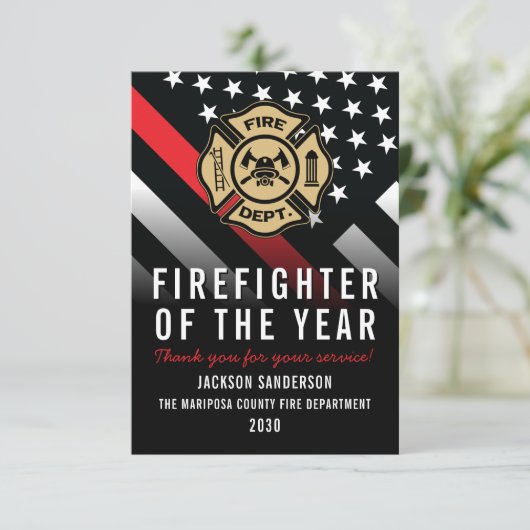 Firefighter of the Year Employee Logo Red Line カード (スタンド正面)