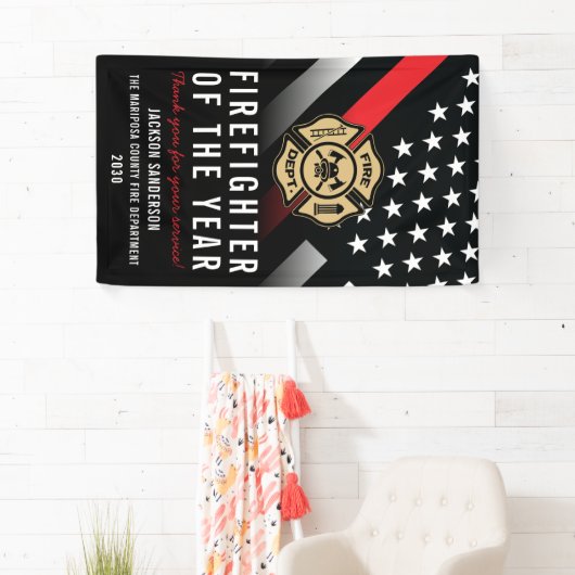 Firefighter of the Year Employee Logo Red Line 横断幕 (インサイチュ)