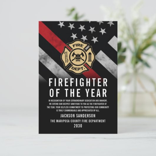 Firefighter of the Year Employee Recognition Logo カード (スタンド正面)