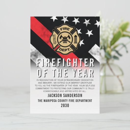 Firefighter of the Year Employee Recognition Logo カード (スタンド正面)