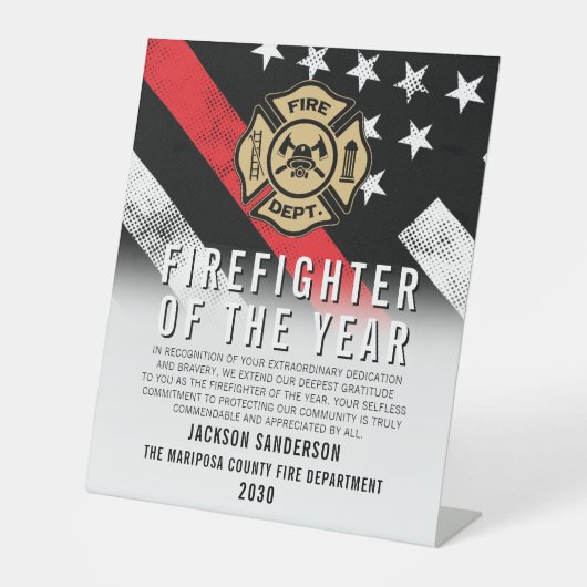 Firefighter of the Year Employee Recognition Logo 台座サイン (正面)