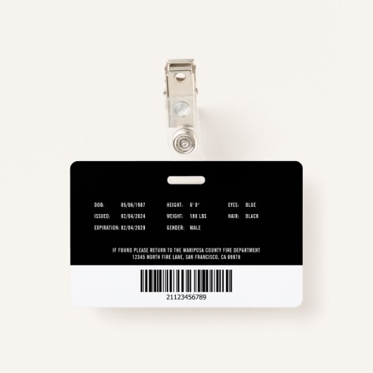 Firefighter Photo Fire Department Employee ID バッジ (裏面クリップ)