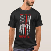 Firefighter Protect Serve Honor Pick Axes Over US  Tシャツ (正面)