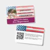 Firefighter Qr Code   Photo Name ID Card  バッジ (正面＆裏面)