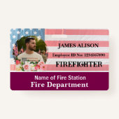 Firefighter Qr Code   Photo Name ID Card  バッジ (正面)