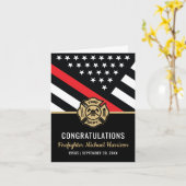 Firefighter Red Lin Flag Fire Academy Graduation カード (黄色い花)