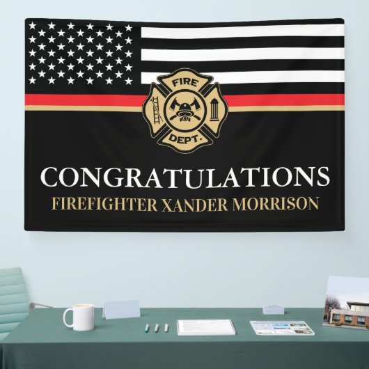 Firefighter Red Line Flag Fire Academy Graduation 横断幕 (トレードショー)