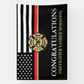 Firefighter Red Line Flag Fire Academy Graduation 横断幕 (縦)