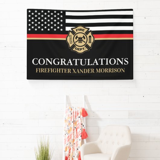 Firefighter Red Line Flag Fire Academy Graduation 横断幕 (インサイチュ)