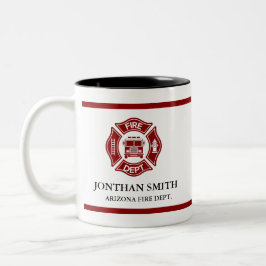 Firefighter Red Maltese Cross Fire Department ツートーンマグカップ