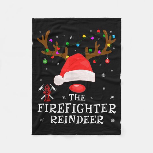 Firefighter Reindeer Family Matching Christmas Pjs フリースブランケット (正面)